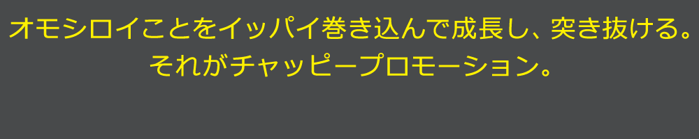 オモシロイことをイッパイ巻き込んで成長し、突き抜ける。それがチャッピープロモーション。